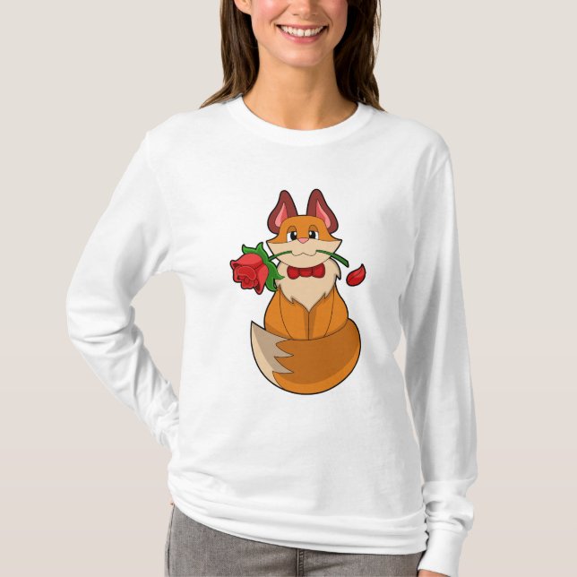T-shirt Renard avec fleur Rose (Devant)