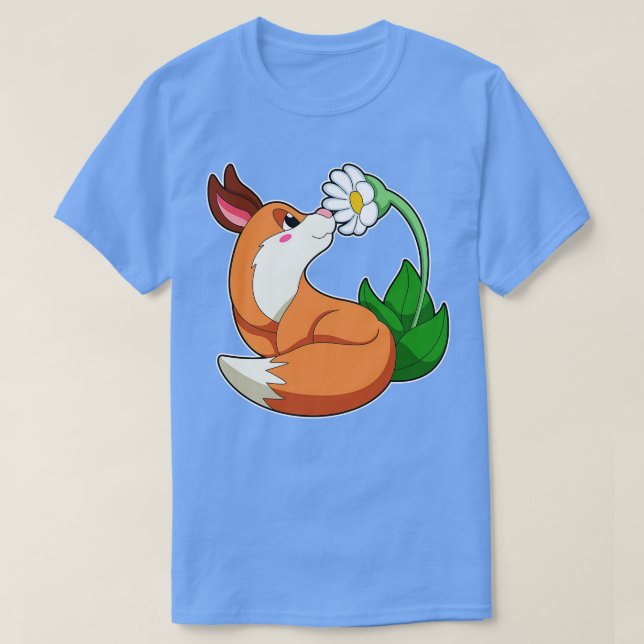 T-shirt Renard avec fleurs blanches (Design devant)