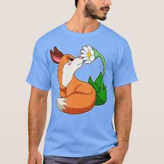 T-shirt Renard avec fleurs blanches