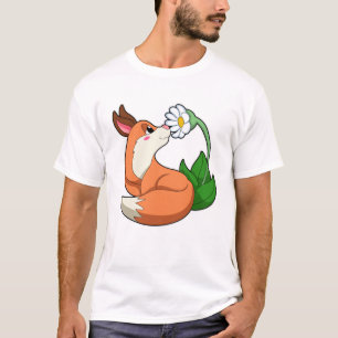 T-shirt Renard avec fleurs blanches