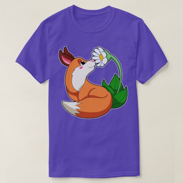 T-shirt Renard avec fleurs blanches (Design devant)