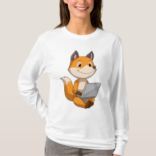 T-shirt Renard avec ordinateur portable