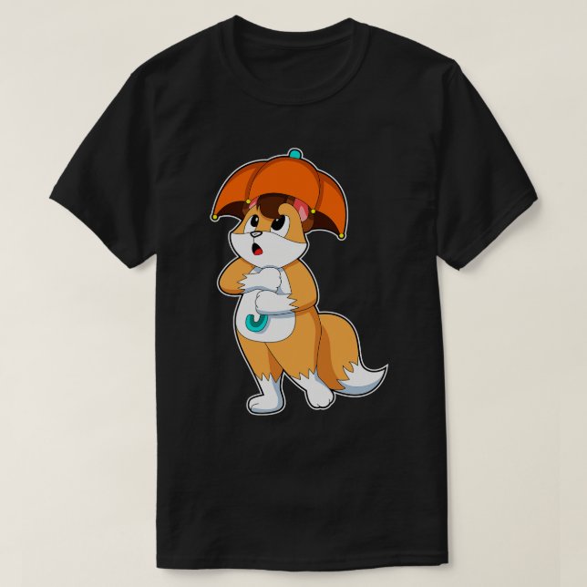 T-shirt Renard avec parapluie 2 (Design devant)