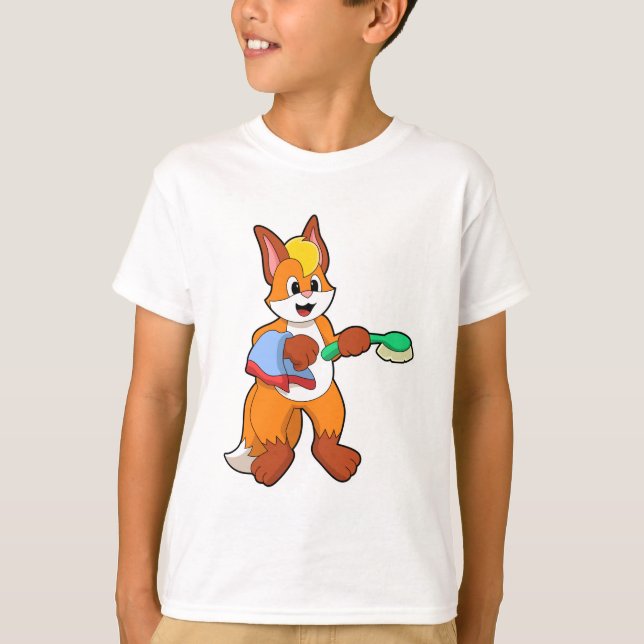 T-shirt Renard avec serviette et brosse (Devant)