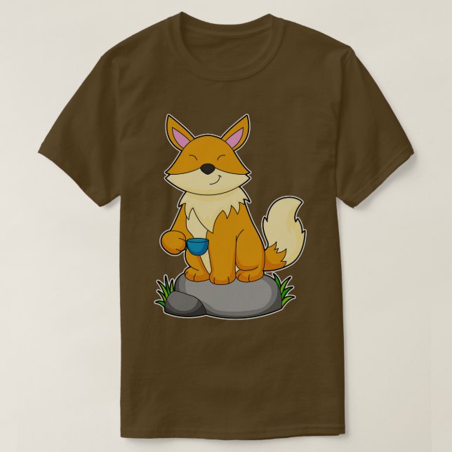 T-shirt Renard avec tasse de café 1 (Design devant)