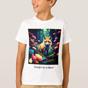 T-shirt "Renard coloré en fleurs"