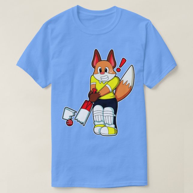 T-shirt Renard comme batteur avec chauve-souris de cricket (Design devant)