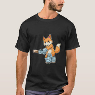 T-shirt Renard comme batteur avec chauve-souris de cricket