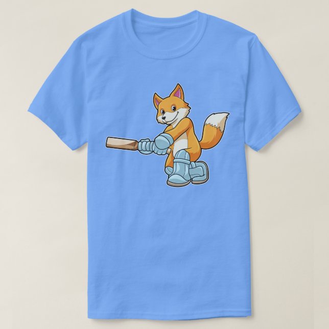 T-shirt Renard comme batteur avec chauve-souris de cricket (Design devant)