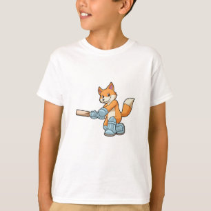 T-shirt Renard comme batteur avec chauve-souris de cricket