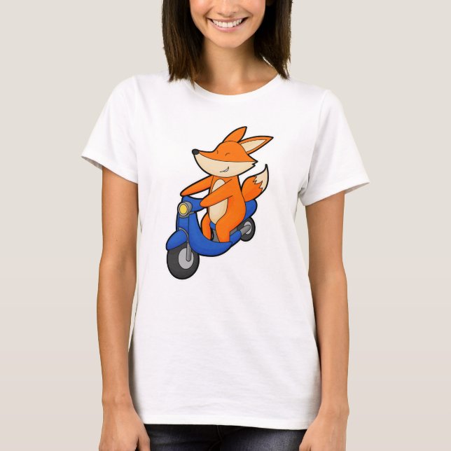T-shirt Renard comme Biker avec Scooter (Devant)