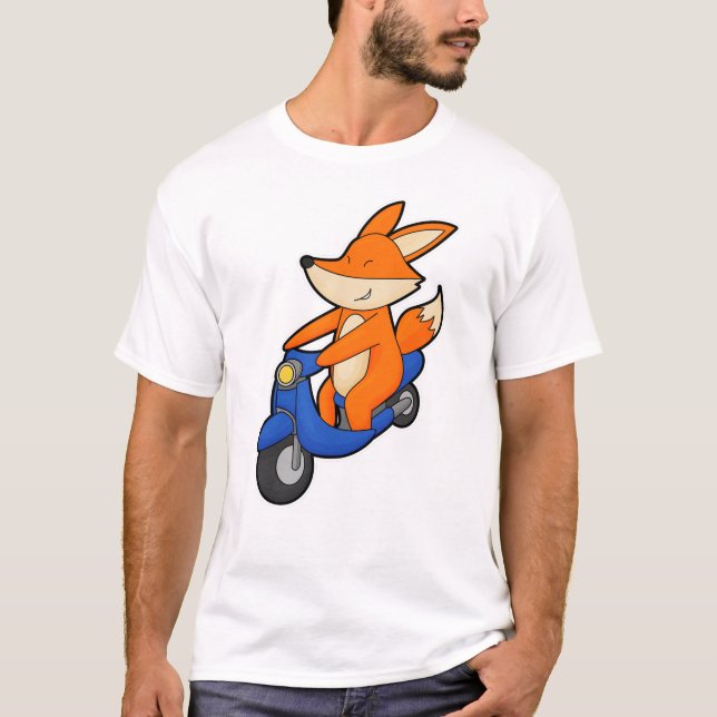 T-shirt Renard comme Biker avec Scooter (Devant)