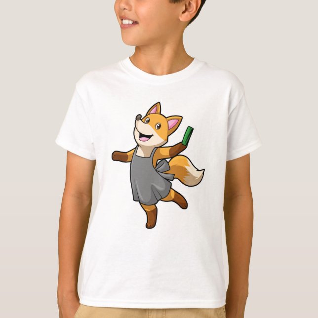 T-shirt Renard comme coiffeur avec ciseaux (Devant)
