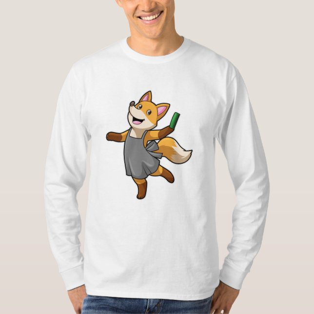 T-shirt Renard comme coiffeur avec ciseaux (Devant)