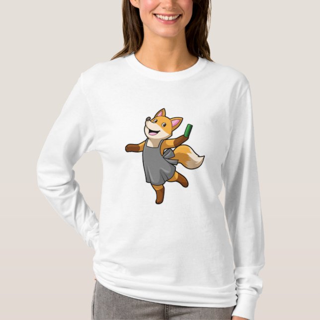 T-shirt Renard comme coiffeur avec ciseaux (Devant)