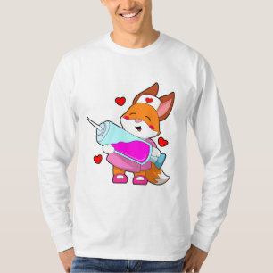 T-shirt Renard comme infirmière avec seringue