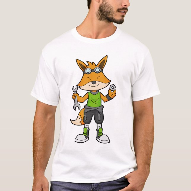 T-shirt Renard comme Mécanique avec clé & noix (Devant)