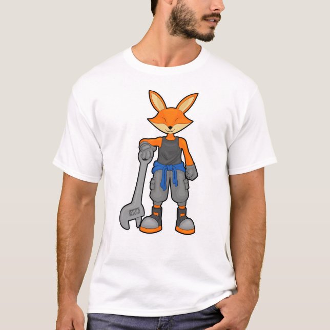 T-shirt Renard comme Mécanique avec Spanner (Devant)