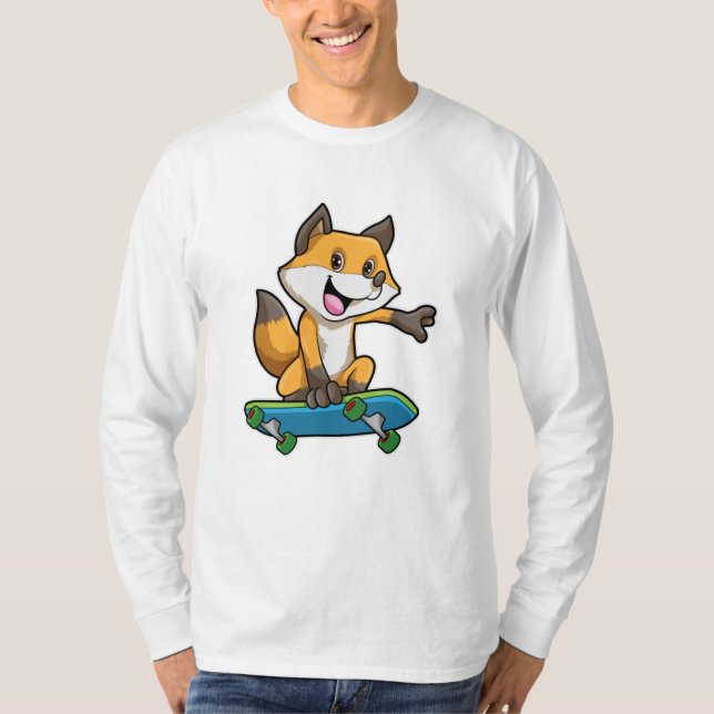 T-shirt Renard comme patineur avec skateboard (Devant)