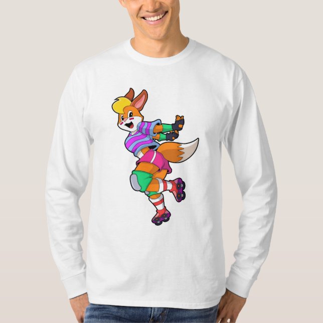 T-shirt Renard comme Patineur Inline avec Patinage Inline (Devant)