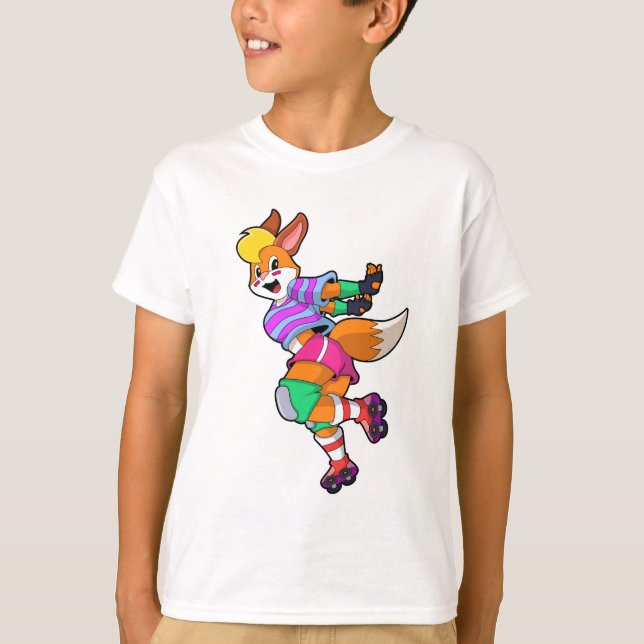T-shirt Renard comme Patineur Inline avec Patinage Inline (Devant)