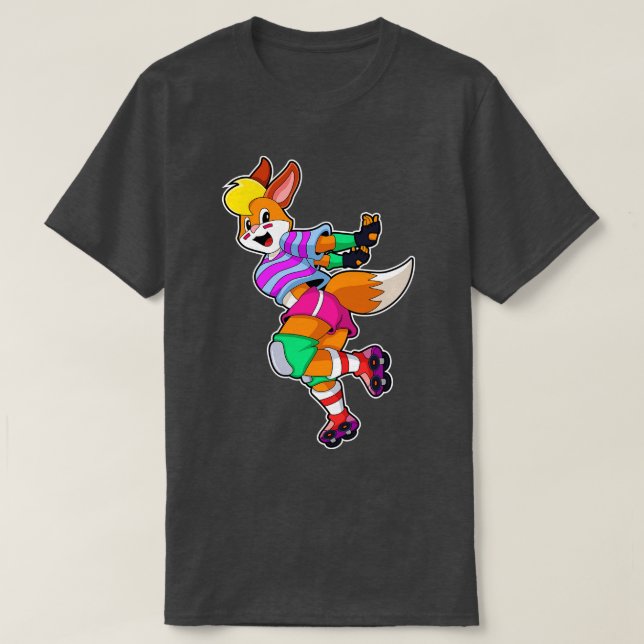 T-shirt Renard comme Patineur Inline avec Patinage Inline (Design devant)
