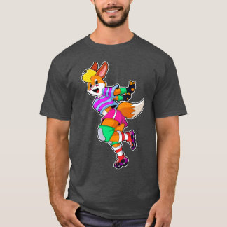 T-shirt Renard comme Patineur Inline avec Patinage Inline
