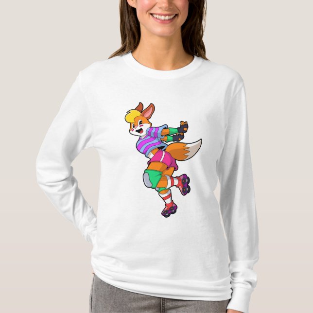 T-shirt Renard comme Patineur Inline avec Patinage Inline (Devant)