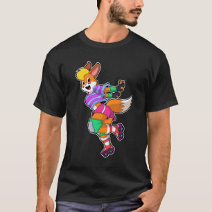 T-shirt Renard comme Patineur Inline avec Patinage Inline