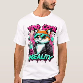 T-shirt Renard cool avec lunettes de soleil et thé à bulle
