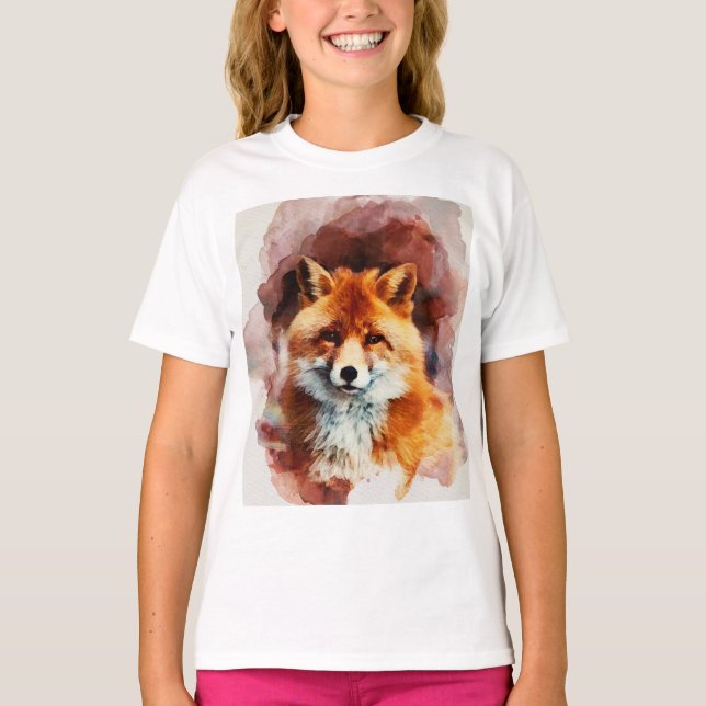 T-shirt renard d'aquarelle (Devant)