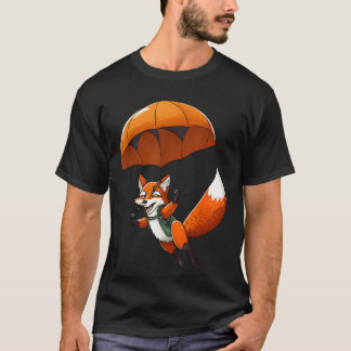 T-shirt Renard de parachutisme rétro drôle Animal parachut