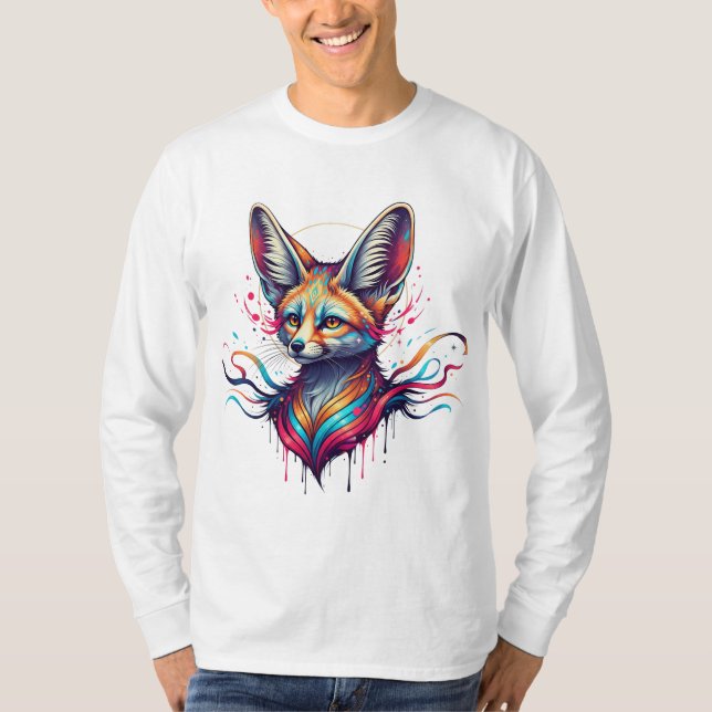 T-shirt Renard désert psychédélique - Art Imaginaire color (Devant)