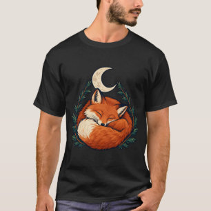 T-shirt Renard d'hiver endormi sous un croissant de lune