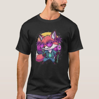 T-shirt Renard DJ Cool qui rappe avec un micro en bambou n
