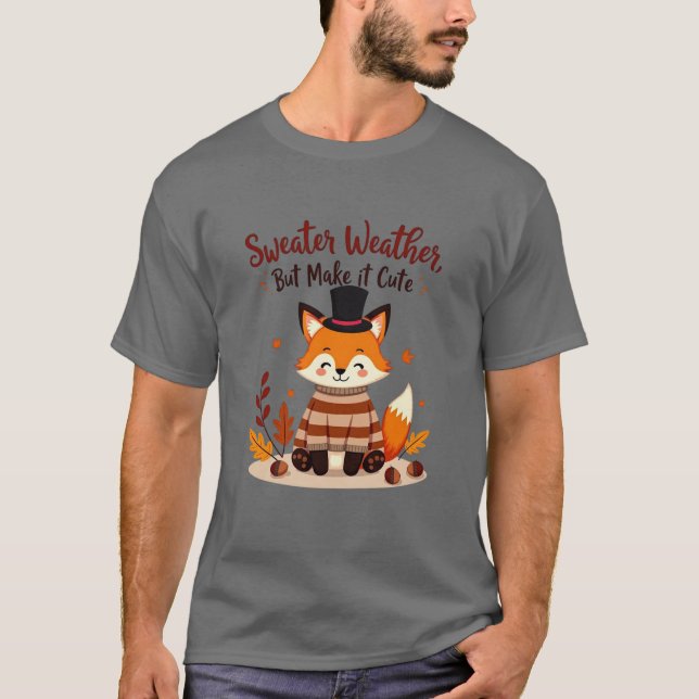 T-shirt Renard douillet et mignon dans Chandail d'automne  (Devant)