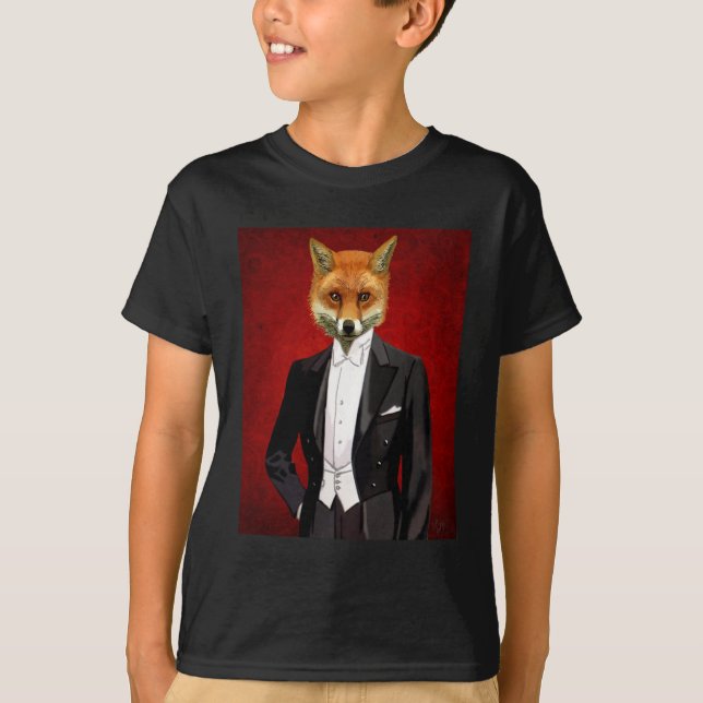 T-shirt Renard En Costume De Soirée, Portrait (Devant)