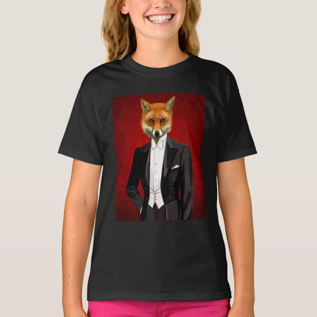 T-shirt Renard En Costume De Soirée, Portrait (Devant)