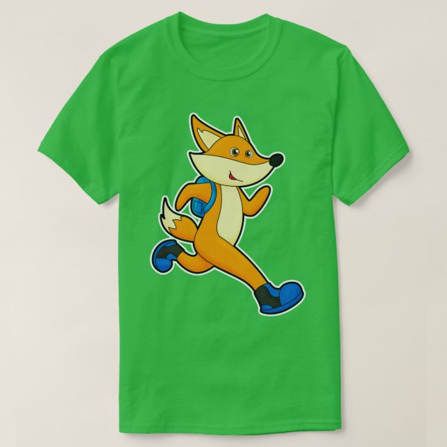 T-shirt Renard en course avec sac à dos (Design devant)