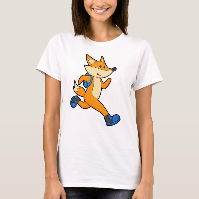 T-shirt Renard en course avec sac à dos (Devant)