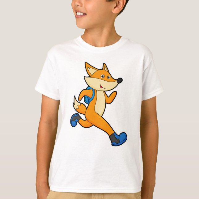 T-shirt Renard en course avec sac à dos (Devant)