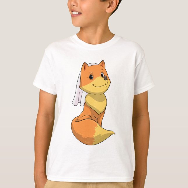 T-shirt Renard en mariée avec Voile (Devant)