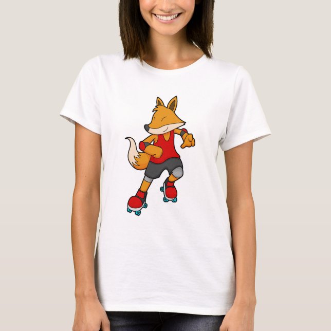 T-shirt Renard en patinage avec roulettes (Devant)