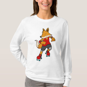 T-shirt Renard en patinage avec roulettes