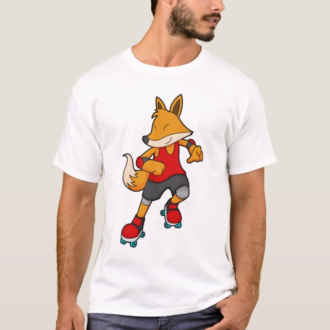T-shirt Renard en patinage avec roulettes (Devant)