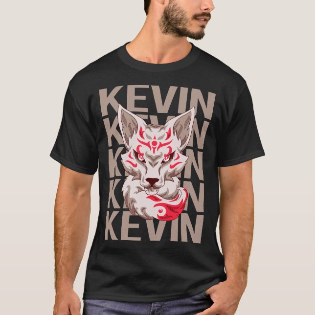 T-shirt Renard face - Nom Kevin (Devant)