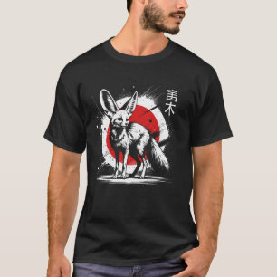 T-shirt Renard fennec. Coucher de soleil animalier Sumi-e