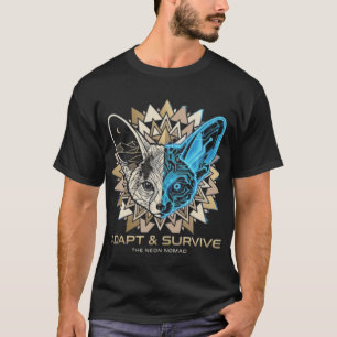 T-shirt Renard Fennec Géométrique Cyberpunk
