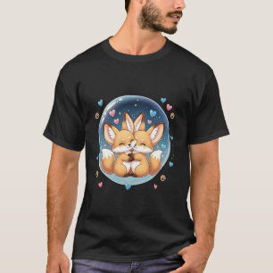 T-shirt Renard fennec mignon qui embrasse dans une bulle é