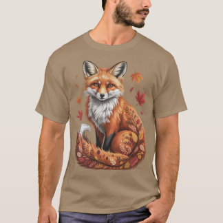 T-shirt Renard Floral Automne Bohème Animalier Amoureux de